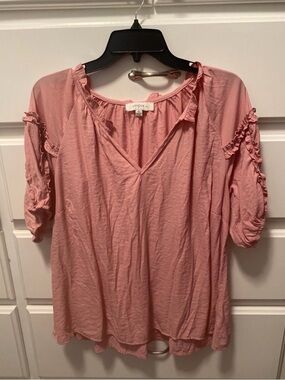 Umgee Dusty Rose Ruffle Sleeve Blouse